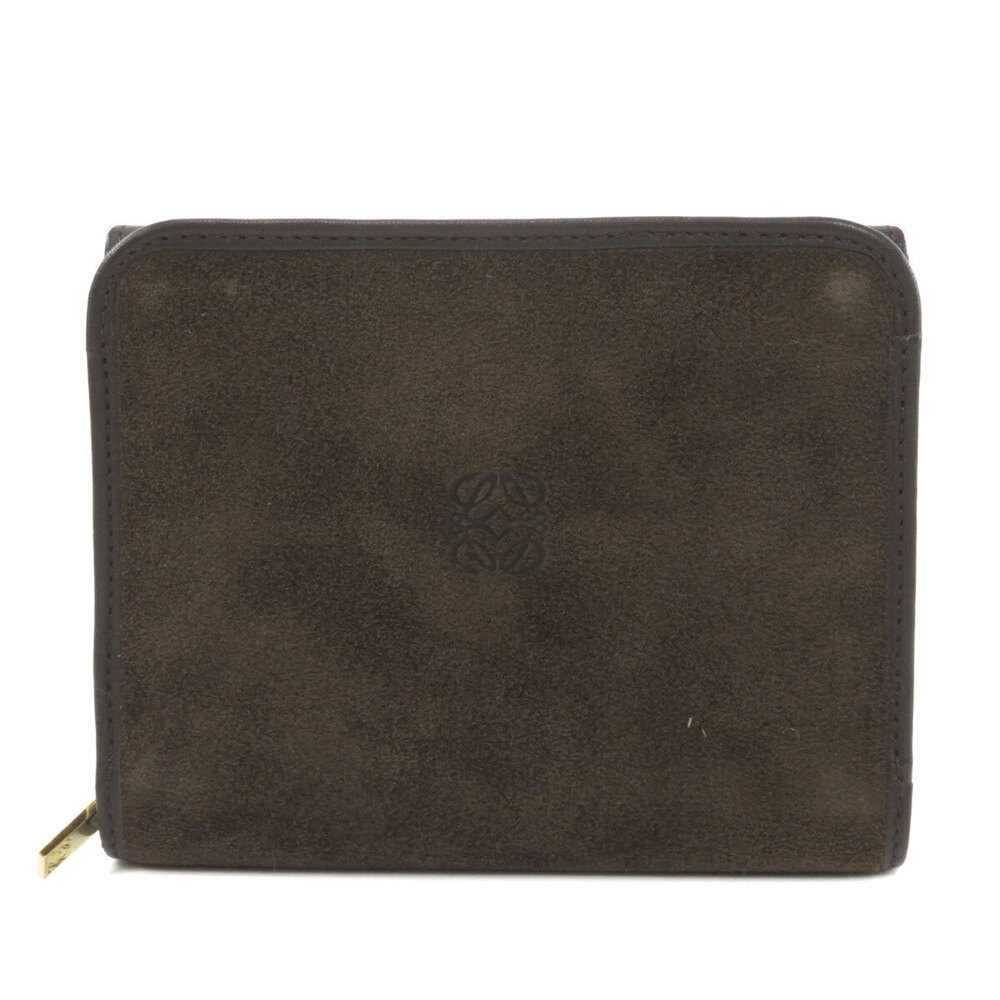Loewe Suede Bi fold Leather Anagram Wallet Black
